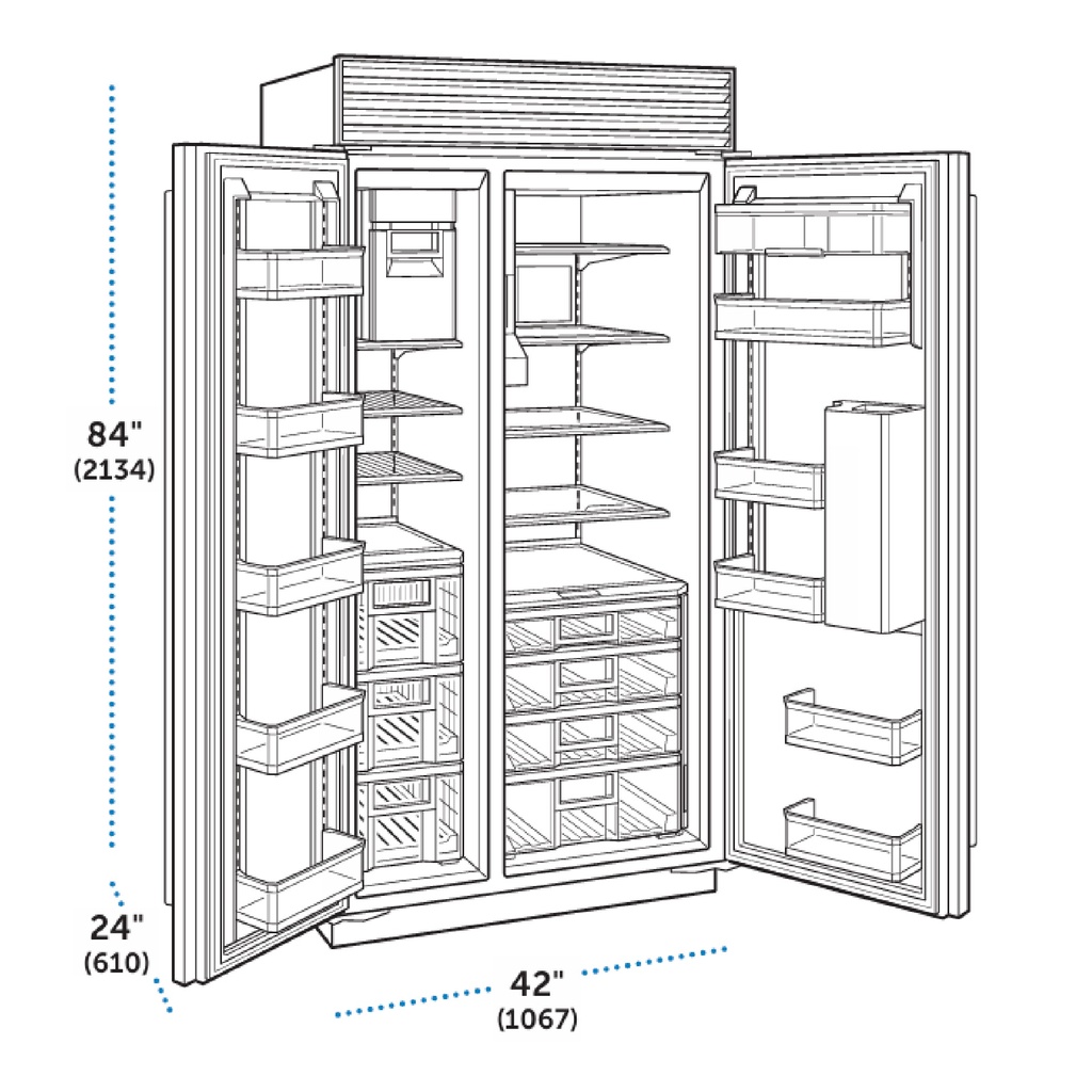 Refrigerador Lado a Lado con Dispensador 42", Sub-Zero 