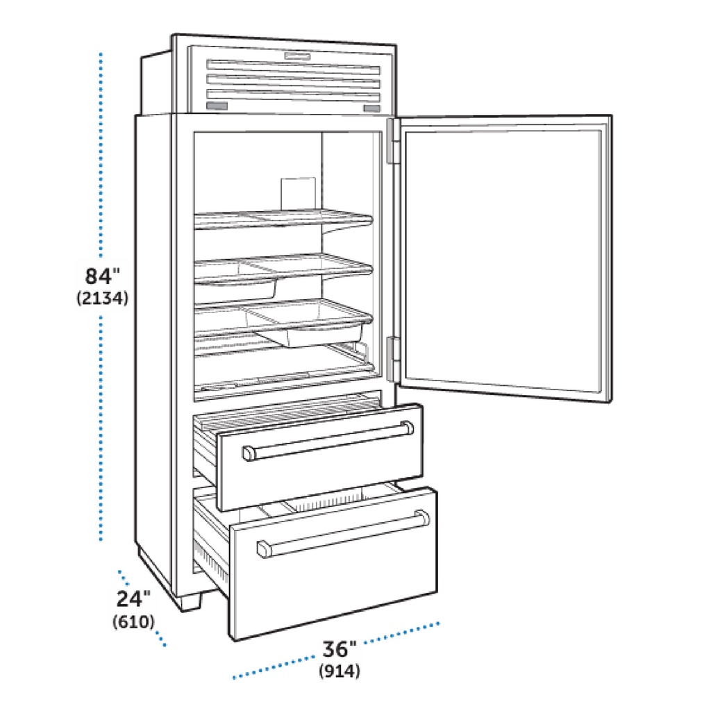 Refrigerador/Congelador PRO Bisagra Izquierda 36", Sub-Zero 