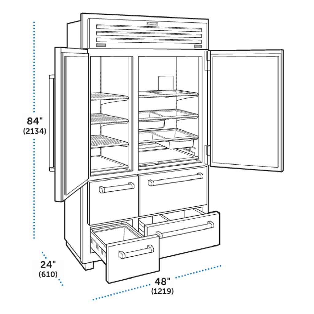 Refrigerador con Puerta de Vidrio de Gran Altitud 48", Sub-Zero  