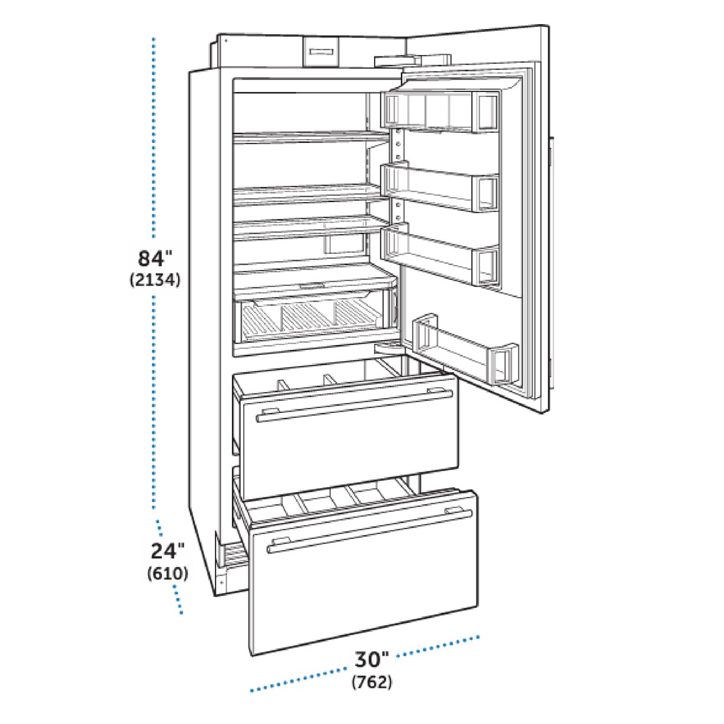 Refrigerador Alto Bisagra Derecha 30", Sub-Zero 