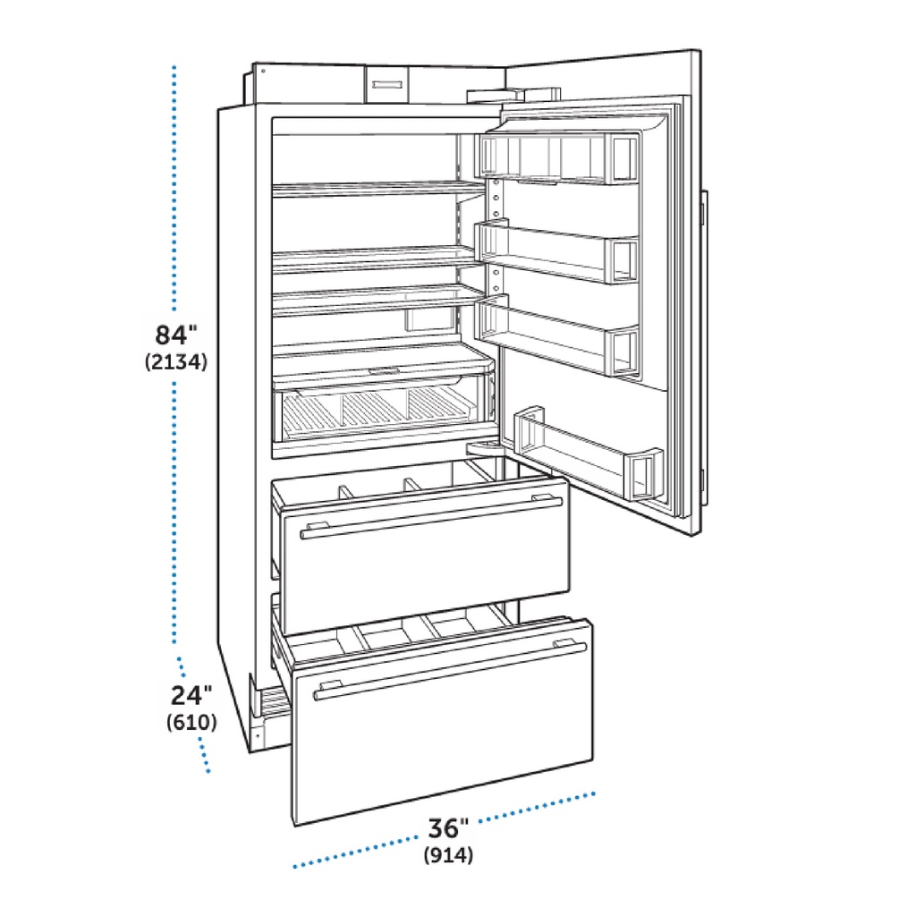 Refrigerador Alto Bisagra Derecha 36",Sub-Zero 