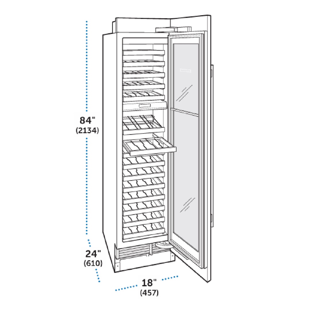 Conservador de vino, Puerta de Vidrio de Alta Altitud 18", Sub-Zero 