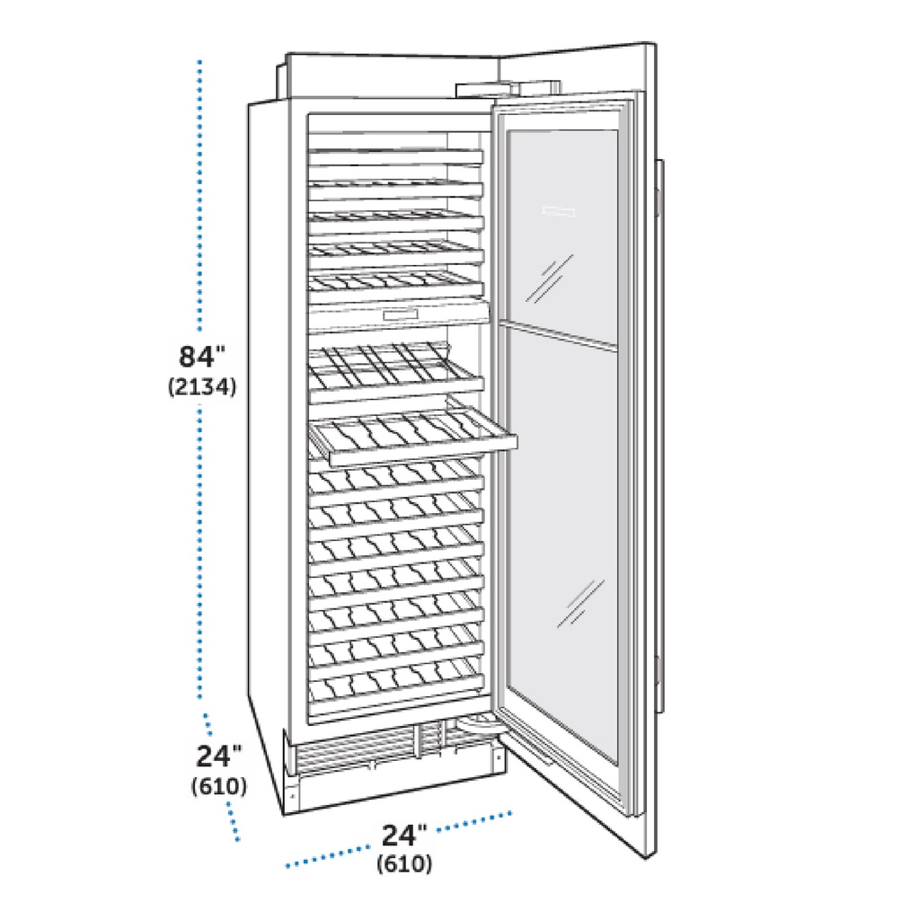 Conservador de vino Puerta de Vidrio de Alta Altitud 24", Sub-Zero 