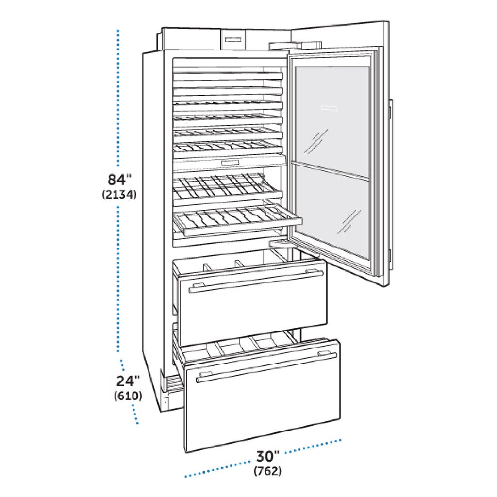 Conservador de vinos con cajones para refrigerador, Sub-Zero 