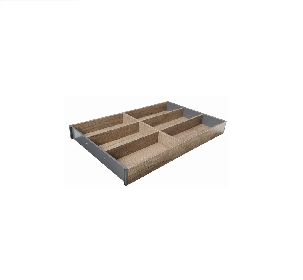 Marco organizador AMBIA-LINE con 6 divisiones verticales GRIS ORION  CON ROBLE NEBRASKA  para mueble de ancho mínimo 300 mm