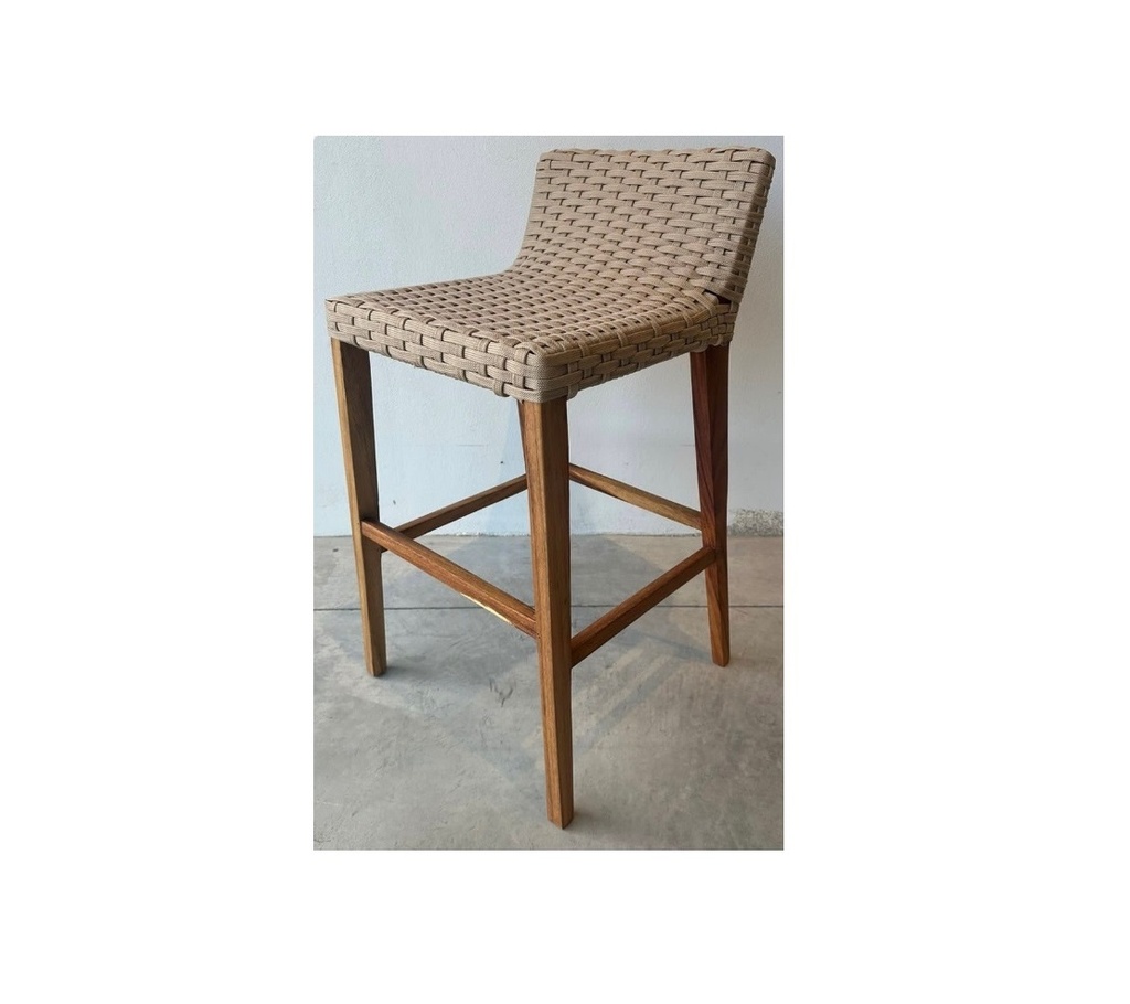 BANCO CON ESTRUCTURA DE MADERA DE PAROTA Y TEJIDO BEIGE