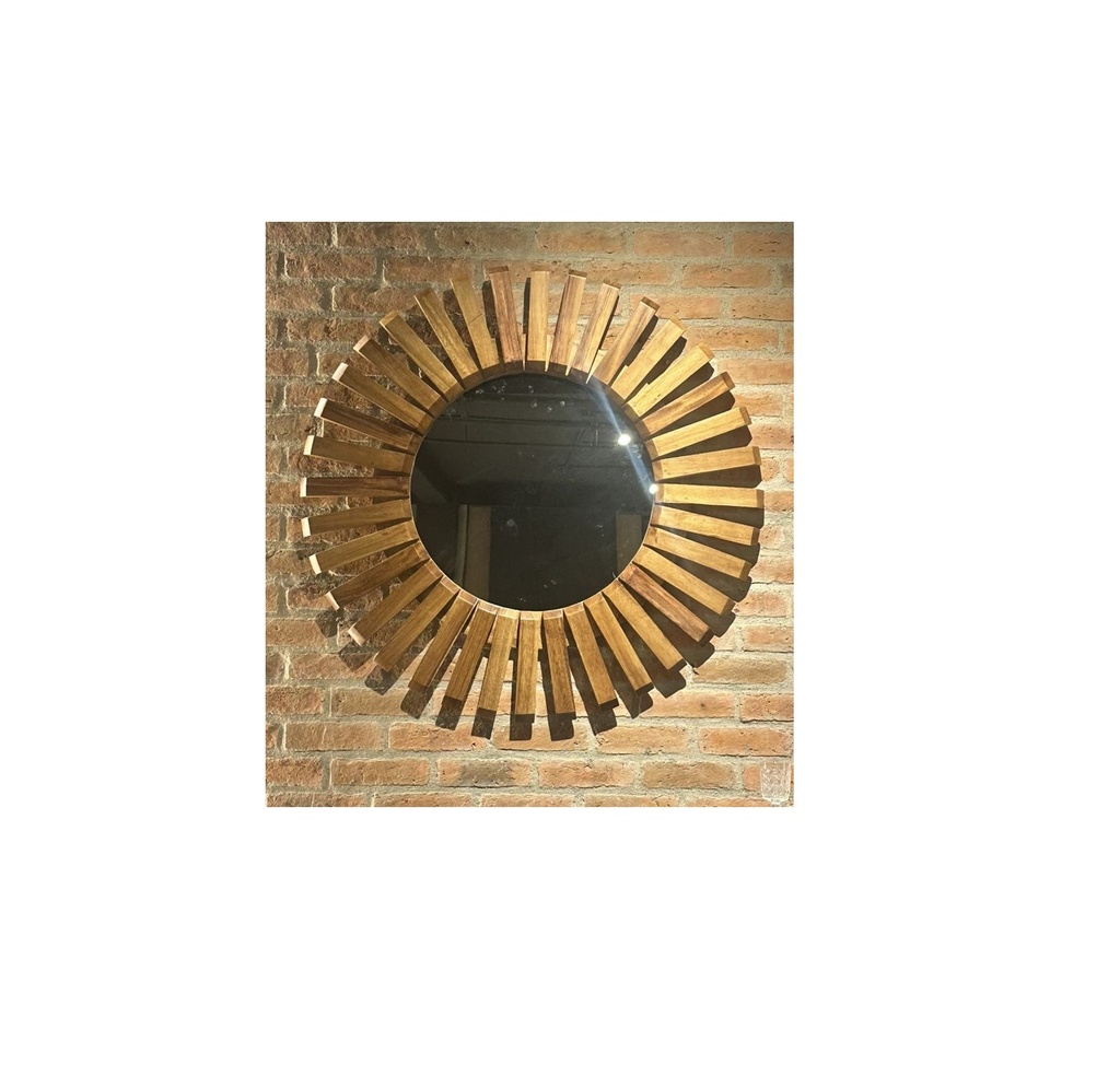 ESPEJO MODELO SOL EN MADERA DE PAROTA 1.20 DIAMETRO
