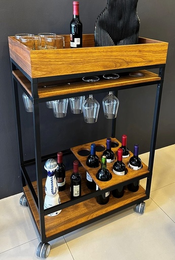 [CV4266/101] CARRITO DE SERVICIO TEKNIK, CON ENTREPAÑO PARA 12 COPAS, MEDIDAS 42cm ANCHO, 66cm FONDO, 101cm ALTURA