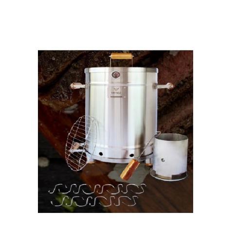 [VIKGDERY] ASADOR DE BARRIL GRANDE, LINEA ROYAL EN ACERO INOX QUIRURGICO, MED 60 x45 cm, CAP de 15 a 18 Kg