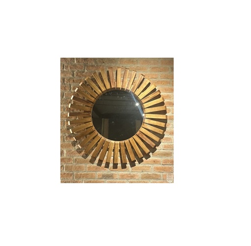[GLASSOL90] ESPEJO MODELO  SOL EN MADERA SOLIDA DE PAROTA 90 MT DIAMETRO