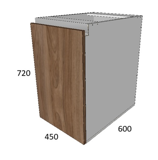 [B457260] GABINETE PUERTA EN TABLERO VESTO 18MM, INTERIOR MELAMINA BLANCA 16MM RH 1 ENTREPAÑO MOVIL BISAGRAS BLUMOTION CLIPTOP JALADERA GOLA ALUM. 